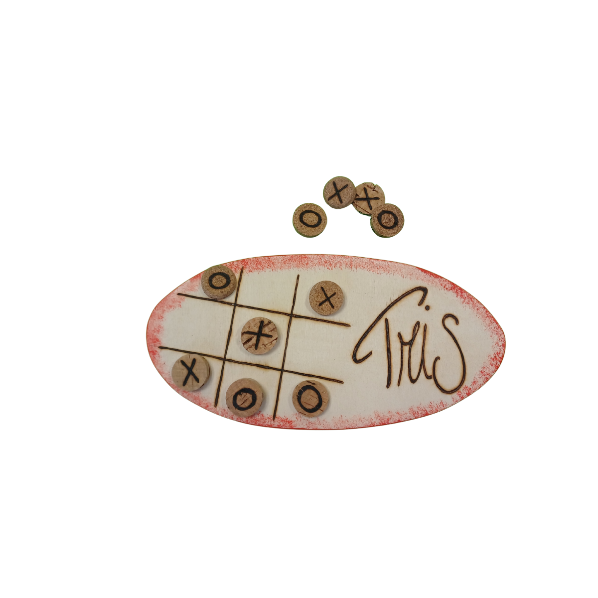 GIOCO DEL TRIS CON PEDINE IN SUGHERO