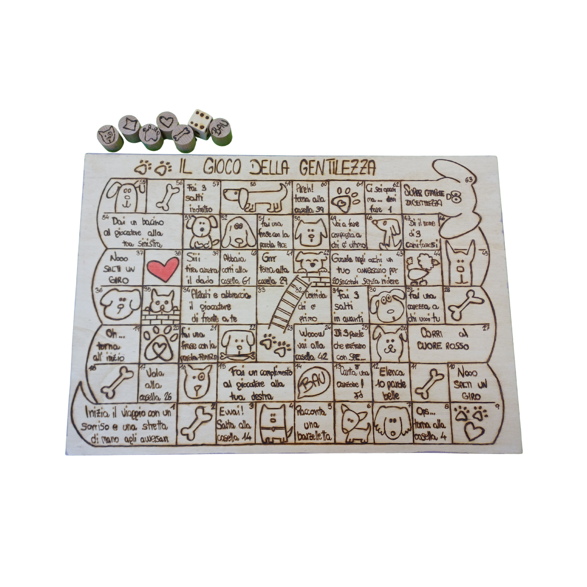 GIOCO DELLA GENTILEZZA CON DADO E PEDINE