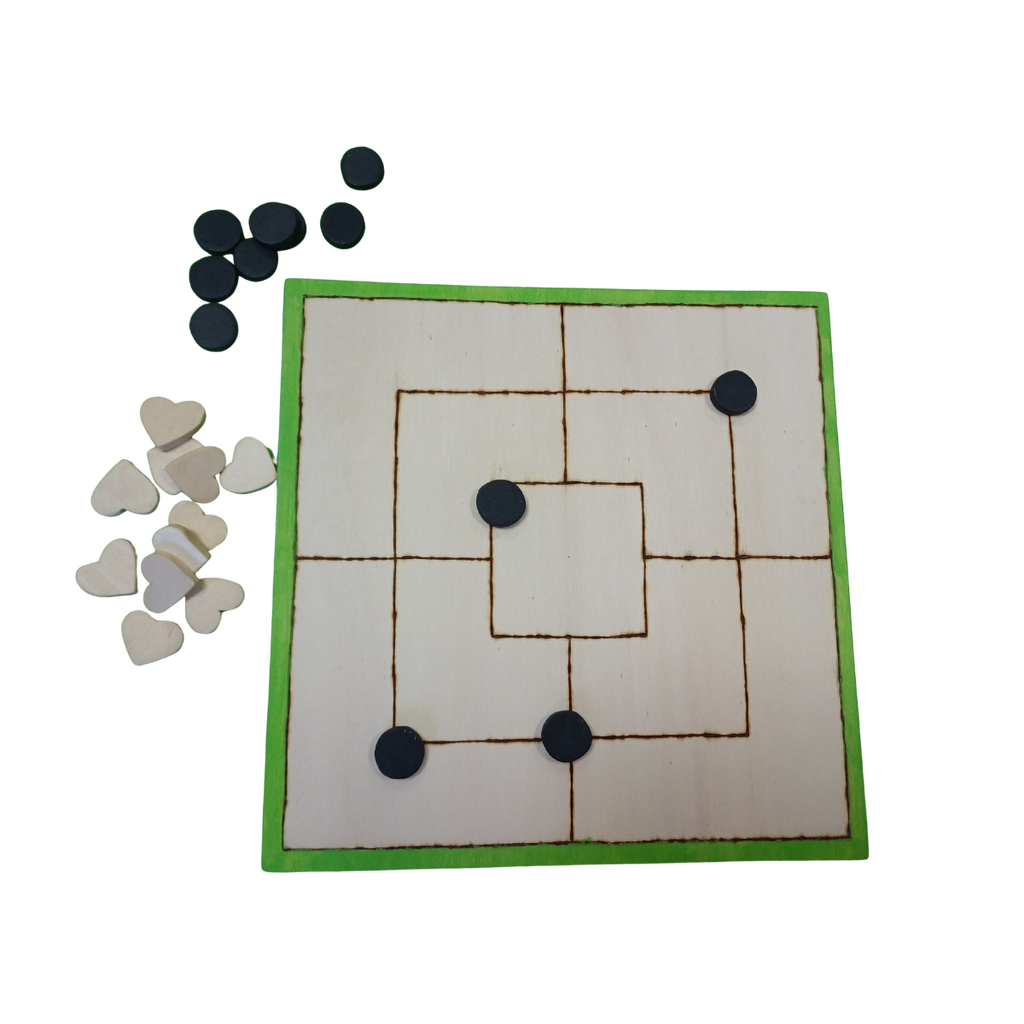 GIOCO DAMA SU UN LATO E TRIA SULL'ALTRO CON PEDINE