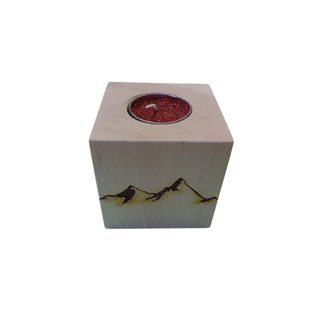 PORTACANDELE IN ABETE CON INCISIONE A LASER