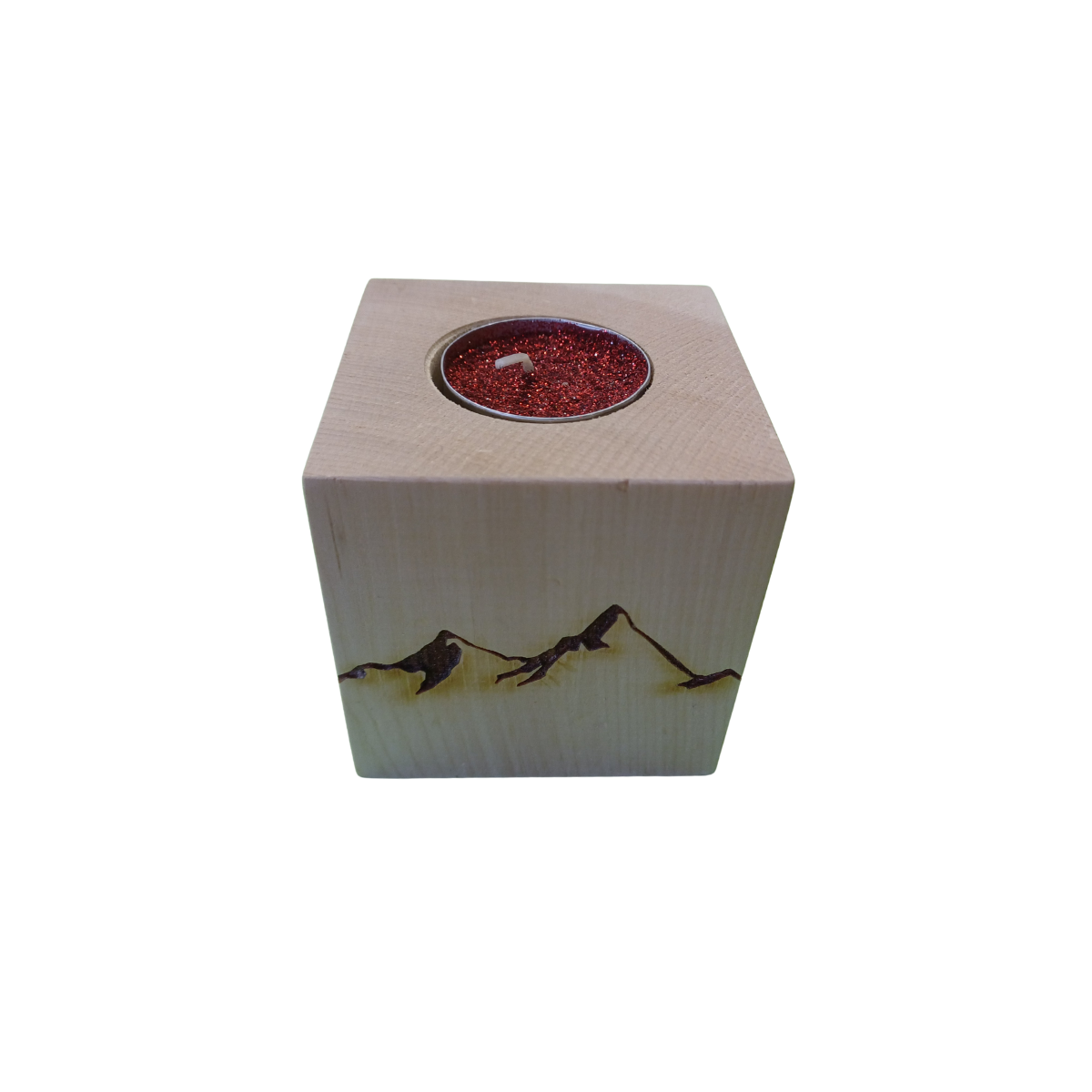 PORTACANDELE IN ABETE CON INCISIONE A LASER