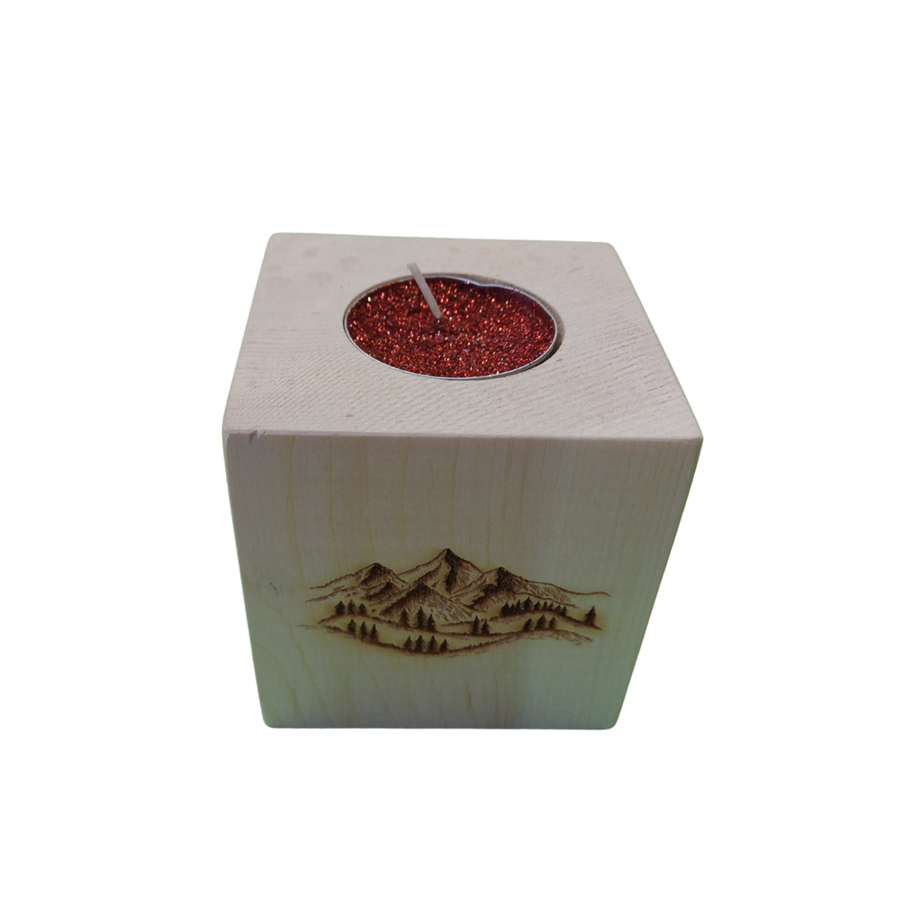 PORTACANDELE IN ABETE CON INCISIONE A LASER