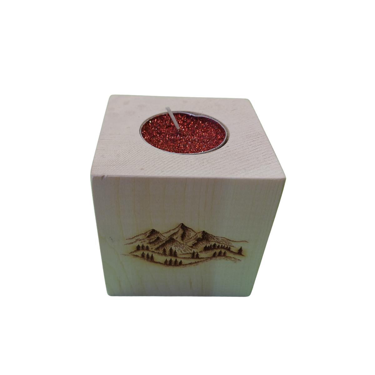 PORTACANDELE IN ABETE CON INCISIONE A LASER